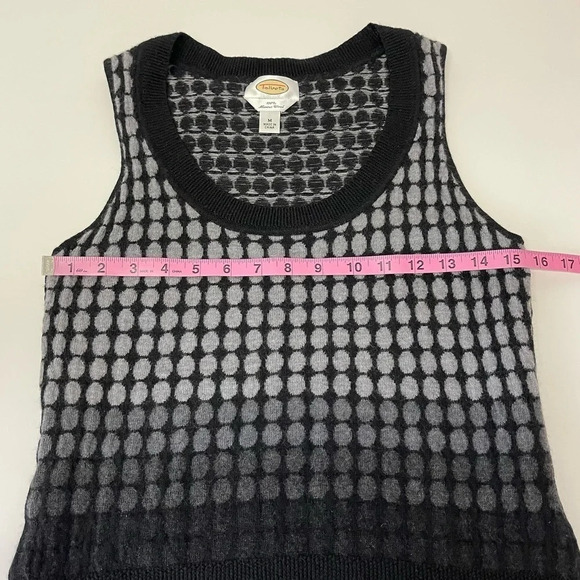 Talbots Sweater Womens Medium Black Gray Geometric Knit Detail Sleeveless - Picture 5 of 6